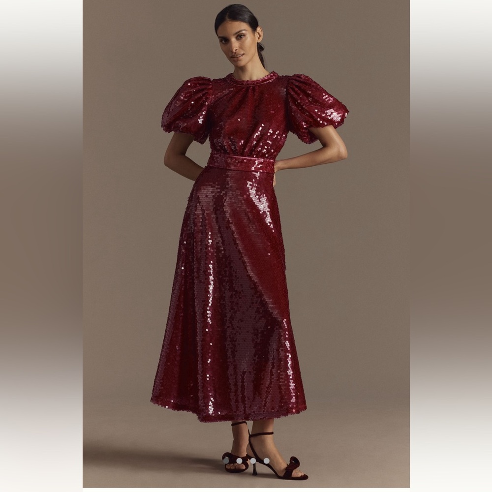 Anthropologie cherry Sequin Dress 14